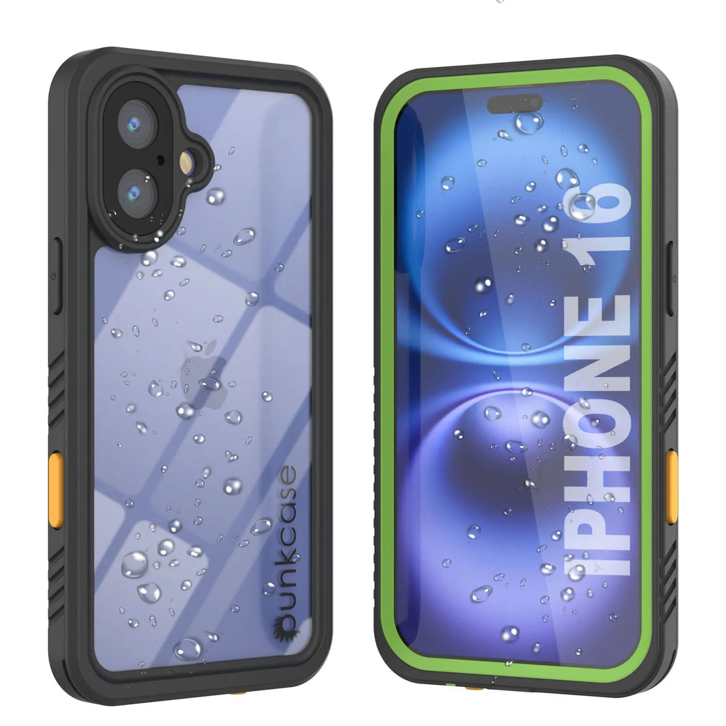 Funda impermeable para iPhone 16, Punkcase [Extreme Series] Armor Cover con protector de pantalla incorporado [Verde claro]