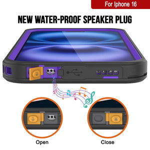 Funda impermeable para iPhone 16, Punkcase [Extreme Series] Armor Cover con protector de pantalla incorporado [púrpura]