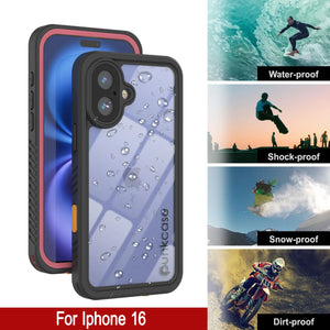 Funda impermeable para iPhone 16, Punkcase [Extreme Series] Armor Cover con protector de pantalla incorporado [rosa]
