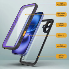 Cargar imagen en el visor de la galería, Funda impermeable para iPhone 16, Punkcase [Extreme Series] Armor Cover con protector de pantalla incorporado [púrpura]
