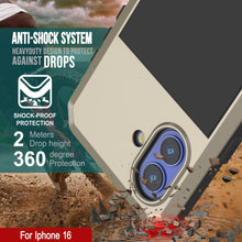 Cargar imagen en el visor de la galería, Funda de metal para iPhone 16, carcasa resistente de grado militar [a prueba de golpes], carcasa rígida de cuerpo completo [dorada]
