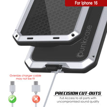 Cargar imagen en el visor de la galería, Funda de metal para iPhone 16, carcasa de armadura de grado militar resistente [a prueba de golpes], carcasa rígida de cuerpo completo [blanca]
