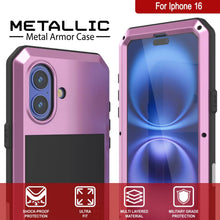 Cargar imagen en el visor de la galería, Funda de metal para iPhone 16, carcasa resistente de grado militar [a prueba de golpes], carcasa rígida de cuerpo completo [rosa]
