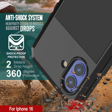 Cargar imagen en el visor de la galería, Funda de metal para iPhone 16, carcasa de armadura de grado militar resistente [a prueba de golpes], carcasa rígida de cuerpo completo [negra]
