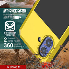 Cargar imagen en el visor de la galería, Funda de metal para iPhone 16, carcasa resistente de grado militar [a prueba de golpes], carcasa rígida de cuerpo completo [amarilla]
