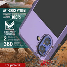 Cargar imagen en el visor de la galería, Funda de metal para iPhone 16, resistente, de grado militar, a prueba de golpes, rígida, de cuerpo completo [morada]
