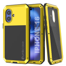 Cargar imagen en el visor de la galería, Funda de metal para iPhone 16, carcasa resistente de grado militar [a prueba de golpes], carcasa rígida de cuerpo completo [amarilla]
