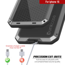 Cargar imagen en el visor de la galería, Funda de metal para iPhone 16, carcasa de armadura de grado militar resistente [a prueba de golpes], carcasa rígida de cuerpo completo [plateada]
