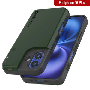 Estuche con batería para iPhone 16 Plus, batería externa PunkJuice de 8000 mAh con carga rápida MagSafe y protector de pantalla | [Verde]