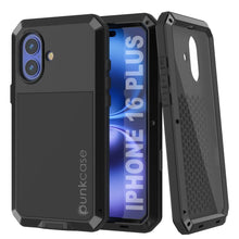 Load image into Gallery viewer, Funda de metal para iPhone 16 Plus, carcasa de armadura resistente de grado militar [a prueba de golpes], carcasa rígida de cuerpo completo [negra]
