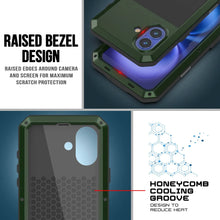 Load image into Gallery viewer, Funda de metal para iPhone 16 Plus, carcasa resistente de grado militar [a prueba de golpes], carcasa rígida de cuerpo completo [verde oscuro]
