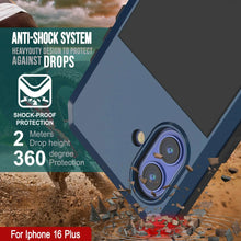 Load image into Gallery viewer, Funda de metal para iPhone 16 Plus, carcasa de armadura de grado militar resistente [a prueba de golpes], carcasa rígida de cuerpo completo [azul]
