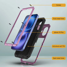Load image into Gallery viewer, Funda de metal para iPhone 16 Plus, carcasa resistente de grado militar [a prueba de golpes], carcasa rígida de cuerpo completo [rosa]
