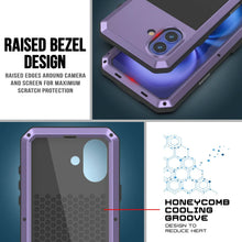 Load image into Gallery viewer, Funda de metal para iPhone 16 Plus, carcasa resistente de grado militar [a prueba de golpes], carcasa rígida de cuerpo completo [morado]
