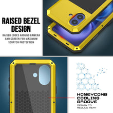 Load image into Gallery viewer, Funda de metal para iPhone 16 Plus, carcasa resistente de grado militar [a prueba de golpes], carcasa rígida de cuerpo completo [amarilla]
