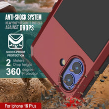 Load image into Gallery viewer, Funda de metal para iPhone 16 Plus, carcasa de armadura resistente de grado militar [a prueba de golpes], carcasa rígida de cuerpo completo [roja]

