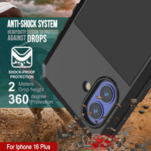 Load image into Gallery viewer, Funda de metal para iPhone 16 Plus, carcasa de armadura resistente de grado militar [a prueba de golpes], carcasa rígida de cuerpo completo [negra]
