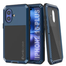 Load image into Gallery viewer, Funda de metal para iPhone 16 Plus, carcasa de armadura de grado militar resistente [a prueba de golpes], carcasa rígida de cuerpo completo [azul]
