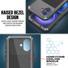 Load image into Gallery viewer, Funda de metal para iPhone 16 Plus, carcasa de armadura resistente de grado militar [a prueba de golpes], carcasa rígida de cuerpo completo [plateada]
