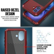 Load image into Gallery viewer, Funda de metal para iPhone 16 Plus, carcasa de armadura resistente de grado militar [a prueba de golpes], carcasa rígida de cuerpo completo [roja]
