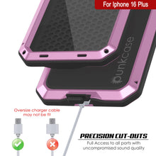 Load image into Gallery viewer, Funda de metal para iPhone 16 Plus, carcasa resistente de grado militar [a prueba de golpes], carcasa rígida de cuerpo completo [rosa]
