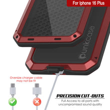 Load image into Gallery viewer, Funda de metal para iPhone 16 Plus, carcasa de armadura resistente de grado militar [a prueba de golpes], carcasa rígida de cuerpo completo [roja]
