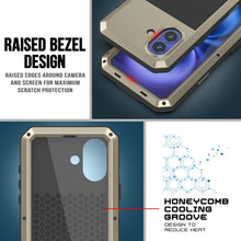 Load image into Gallery viewer, Funda de metal para iPhone 16 Plus, carcasa resistente de grado militar [a prueba de golpes], carcasa rígida de cuerpo completo [dorada]
