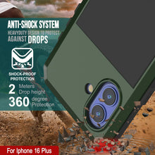 Load image into Gallery viewer, Funda de metal para iPhone 16 Plus, carcasa resistente de grado militar [a prueba de golpes], carcasa rígida de cuerpo completo [verde oscuro]
