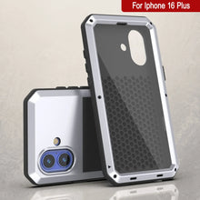 Load image into Gallery viewer, Funda de metal para iPhone 16 Plus, carcasa de armadura resistente de grado militar [a prueba de golpes], carcasa rígida de cuerpo completo [blanca]
