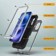 Load image into Gallery viewer, Funda de metal para iPhone 16 Plus, carcasa de armadura resistente de grado militar [a prueba de golpes], carcasa rígida de cuerpo completo [blanca]
