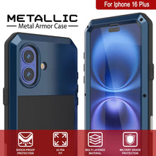 Load image into Gallery viewer, Funda de metal para iPhone 16 Plus, carcasa de armadura de grado militar resistente [a prueba de golpes], carcasa rígida de cuerpo completo [azul]
