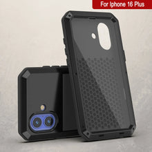 Load image into Gallery viewer, Funda de metal para iPhone 16 Plus, carcasa de armadura resistente de grado militar [a prueba de golpes], carcasa rígida de cuerpo completo [negra]
