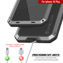Load image into Gallery viewer, Funda de metal para iPhone 16 Plus, carcasa de armadura resistente de grado militar [a prueba de golpes], carcasa rígida de cuerpo completo [plateada]
