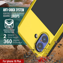 Load image into Gallery viewer, Funda de metal para iPhone 16 Plus, carcasa resistente de grado militar [a prueba de golpes], carcasa rígida de cuerpo completo [amarilla]
