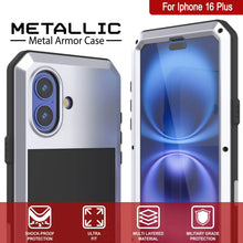 Load image into Gallery viewer, Funda de metal para iPhone 16 Plus, carcasa de armadura resistente de grado militar [a prueba de golpes], carcasa rígida de cuerpo completo [blanca]
