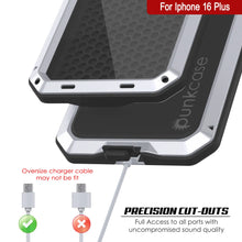 Load image into Gallery viewer, Funda de metal para iPhone 16 Plus, carcasa de armadura resistente de grado militar [a prueba de golpes], carcasa rígida de cuerpo completo [blanca]
