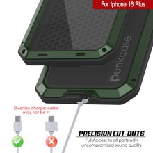 Load image into Gallery viewer, Funda de metal para iPhone 16 Plus, carcasa resistente de grado militar [a prueba de golpes], carcasa rígida de cuerpo completo [verde oscuro]
