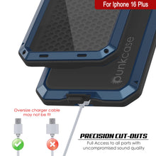 Load image into Gallery viewer, Funda de metal para iPhone 16 Plus, carcasa de armadura de grado militar resistente [a prueba de golpes], carcasa rígida de cuerpo completo [azul]

