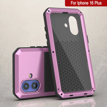 Load image into Gallery viewer, Funda de metal para iPhone 16 Plus, carcasa resistente de grado militar [a prueba de golpes], carcasa rígida de cuerpo completo [rosa]
