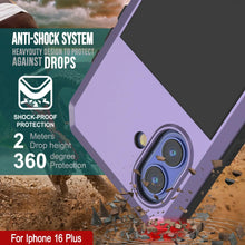 Load image into Gallery viewer, Funda de metal para iPhone 16 Plus, carcasa resistente de grado militar [a prueba de golpes], carcasa rígida de cuerpo completo [morado]
