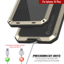 Load image into Gallery viewer, Funda de metal para iPhone 16 Plus, carcasa resistente de grado militar [a prueba de golpes], carcasa rígida de cuerpo completo [dorada]
