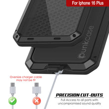 Load image into Gallery viewer, Funda de metal para iPhone 16 Plus, carcasa de armadura resistente de grado militar [a prueba de golpes], carcasa rígida de cuerpo completo [negra]

