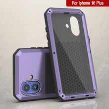 Load image into Gallery viewer, Funda de metal para iPhone 16 Plus, carcasa resistente de grado militar [a prueba de golpes], carcasa rígida de cuerpo completo [morado]
