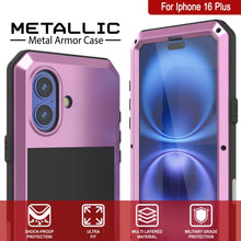 Load image into Gallery viewer, Funda de metal para iPhone 16 Plus, carcasa resistente de grado militar [a prueba de golpes], carcasa rígida de cuerpo completo [rosa]
