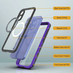 Funda impermeable para iPhone 16+ Plus, Punkcase SpikeStar Purple Series | Funda fina de 2 m sumergible IP68