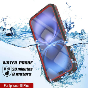 Funda impermeable para iPhone 16+ Plus, Punkcase SpikeStar Red Series | Ajuste fino, 2 m, sumergible, IP68