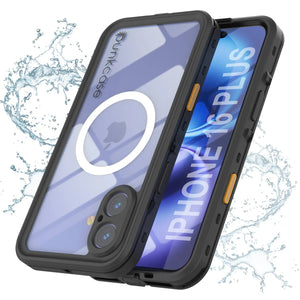 Funda impermeable para iPhone 16+ Plus, Punkcase SpikeStar Black Series | Ajuste fino, 2 m, sumergible, IP68
