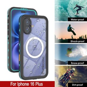 Funda impermeable para iPhone 16+ Plus, Punkcase SpikeStar Teal Series | Ajuste fino, 2 m, sumergible, IP68