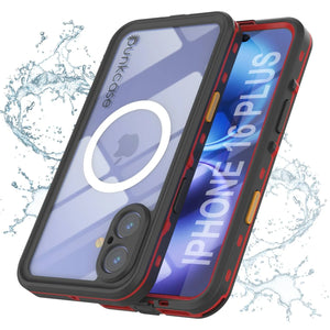 Funda impermeable para iPhone 16+ Plus, Punkcase SpikeStar Red Series | Ajuste fino, 2 m, sumergible, IP68