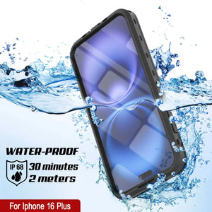 Funda impermeable para iPhone 16+ Plus, Punkcase SpikeStar Black Series | Ajuste fino, 2 m, sumergible, IP68